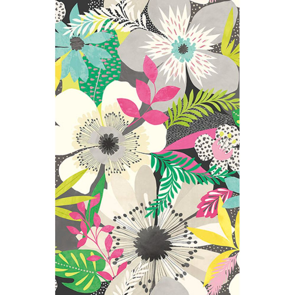 Ohpopsi by Brewster CEP50101W Janis Charcoal Floral Riot Wallpaper