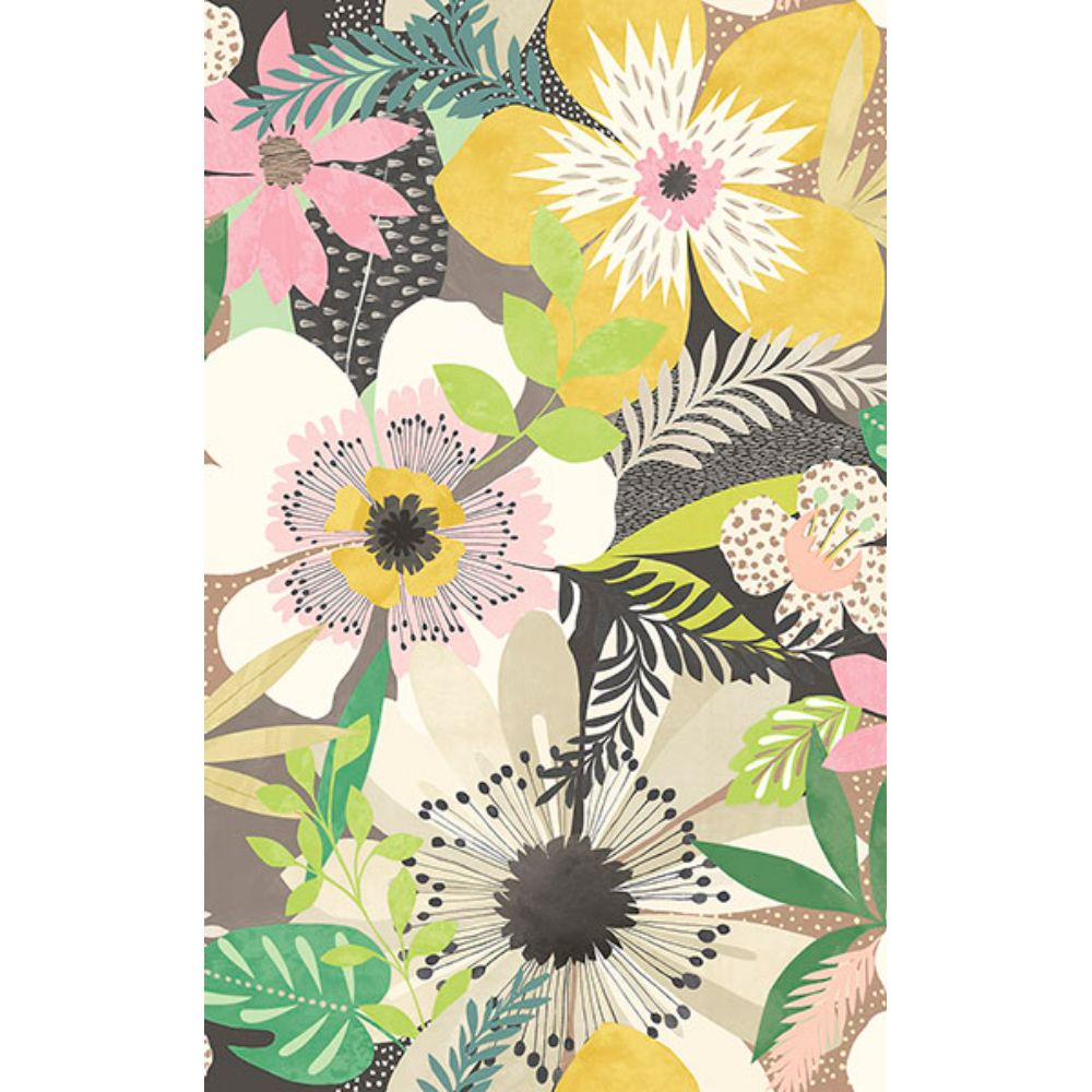 Ohpopsi by Brewster CEP50102W Janis Mustard Floral Riot Wallpaper