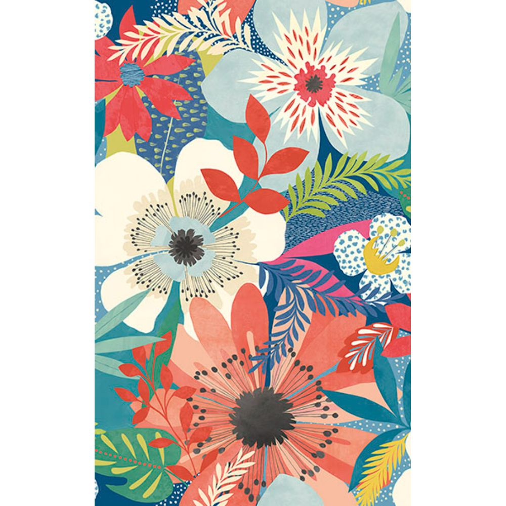 Ohpopsi by Brewster CEP50104W Janis Indigo Floral Riot Wallpaper