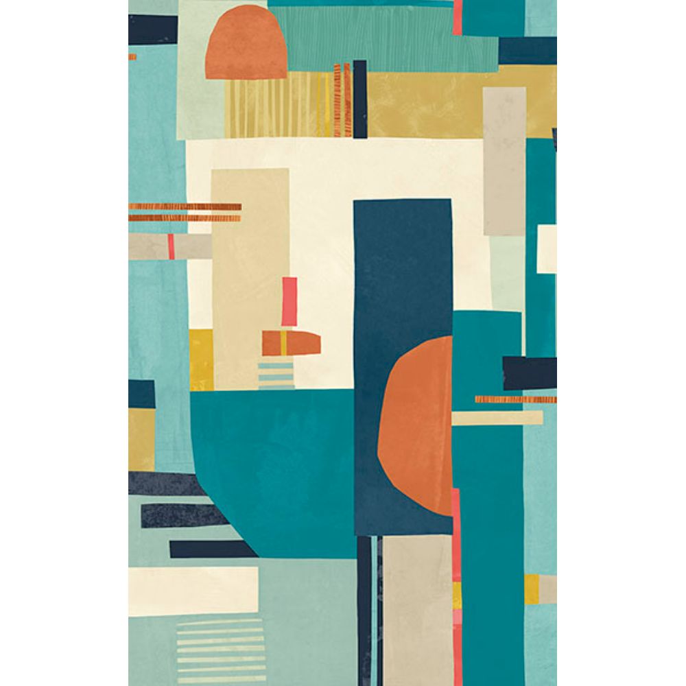 Ohpopsi by Brewster CEP50131W Rhodes Teal Blocs Wallpaper