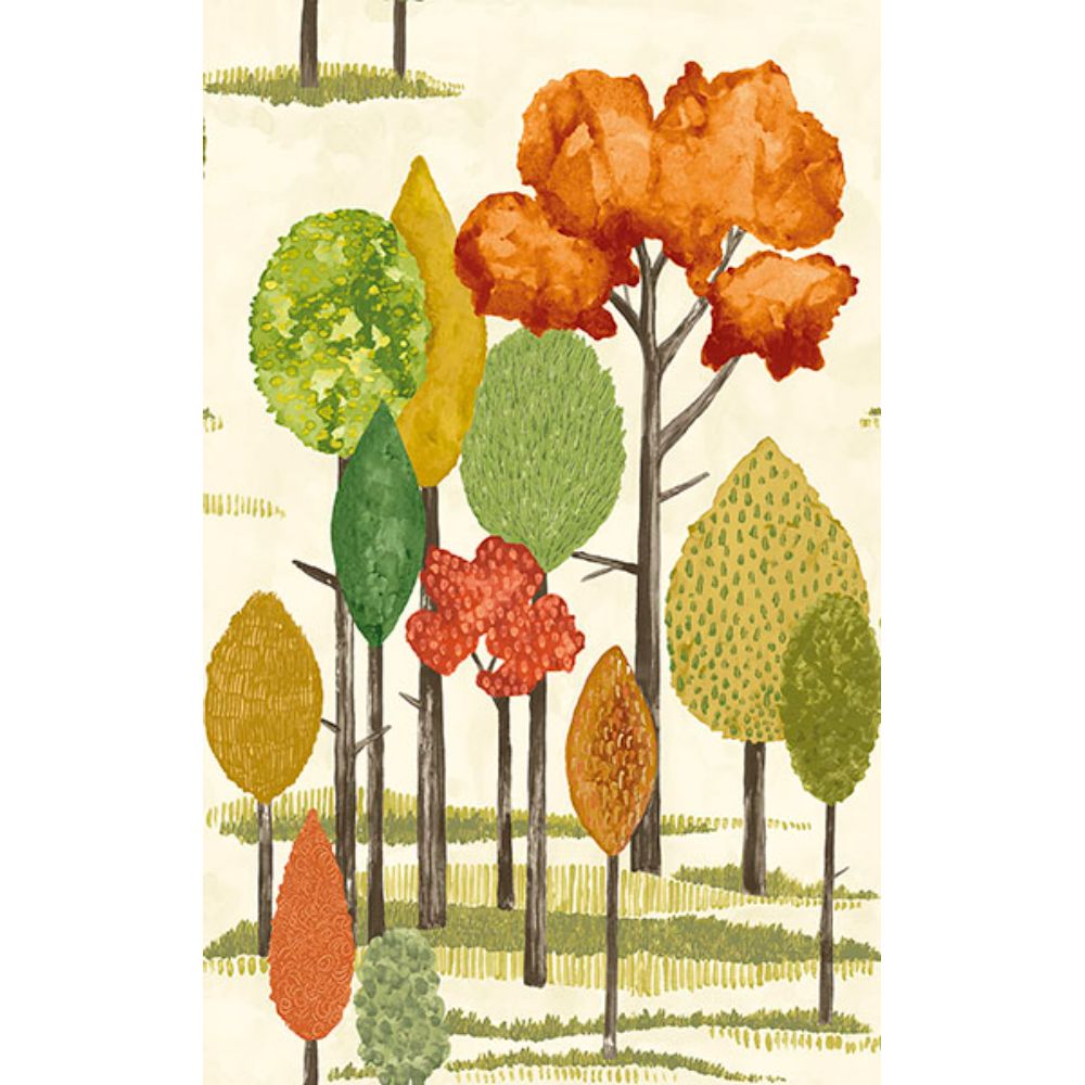 Ohpopsi by Brewster CEP50138W Cypress Orange Tall Trees Wallpaper