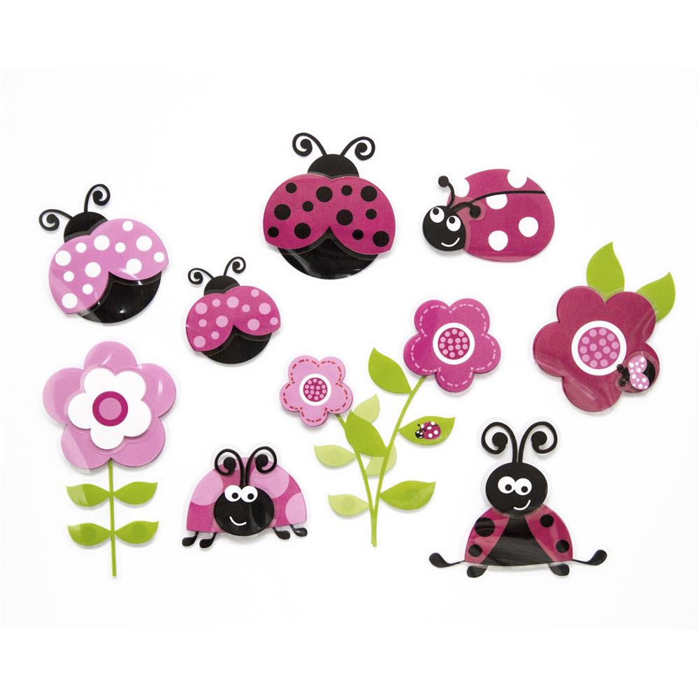 Home Decor Line by Brewster CR-14506 Pink Ladybugs 3D Wall Decals