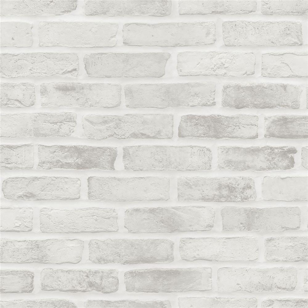 ESTA Home by Brewster DD139137 Design Department Burnham Grey Brick Wall Wallpaper in Grey