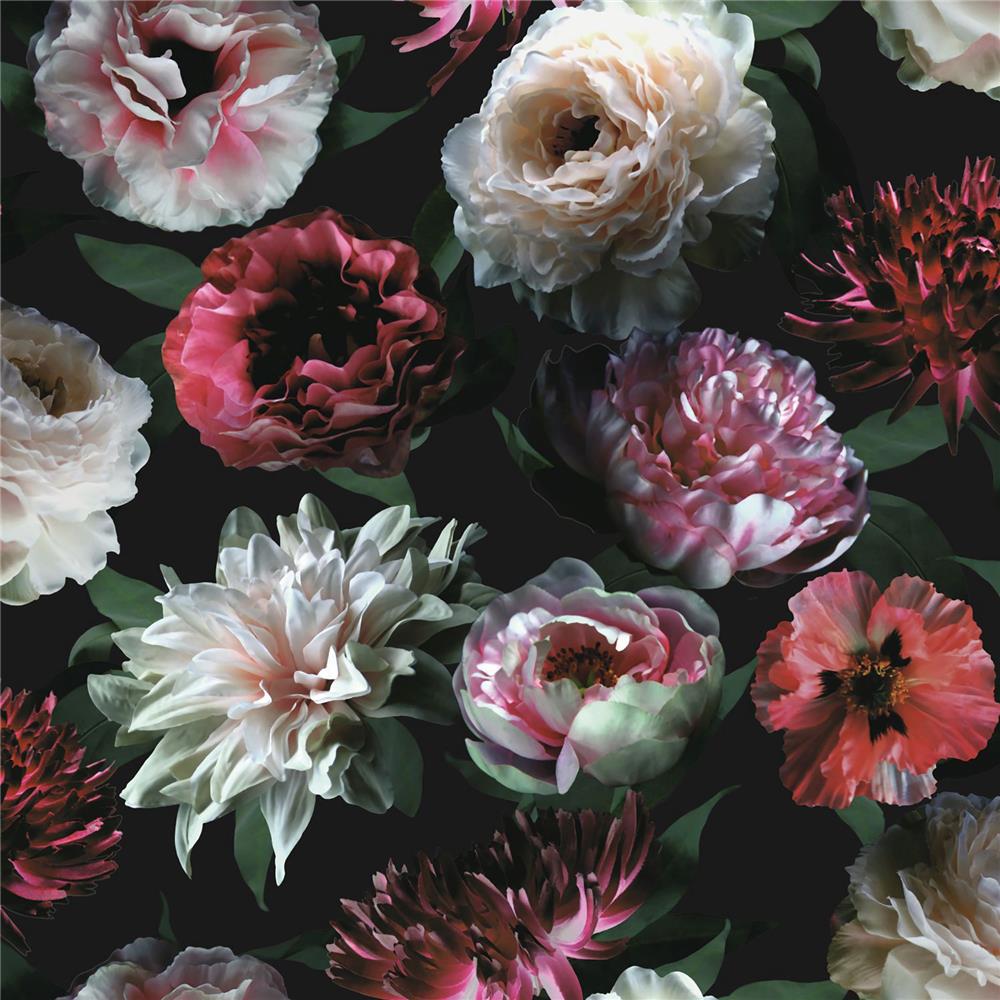 ESTA Home by Brewster DD139168 Design Department Contessa Ruby Flowers Wallpaper in Ruby
