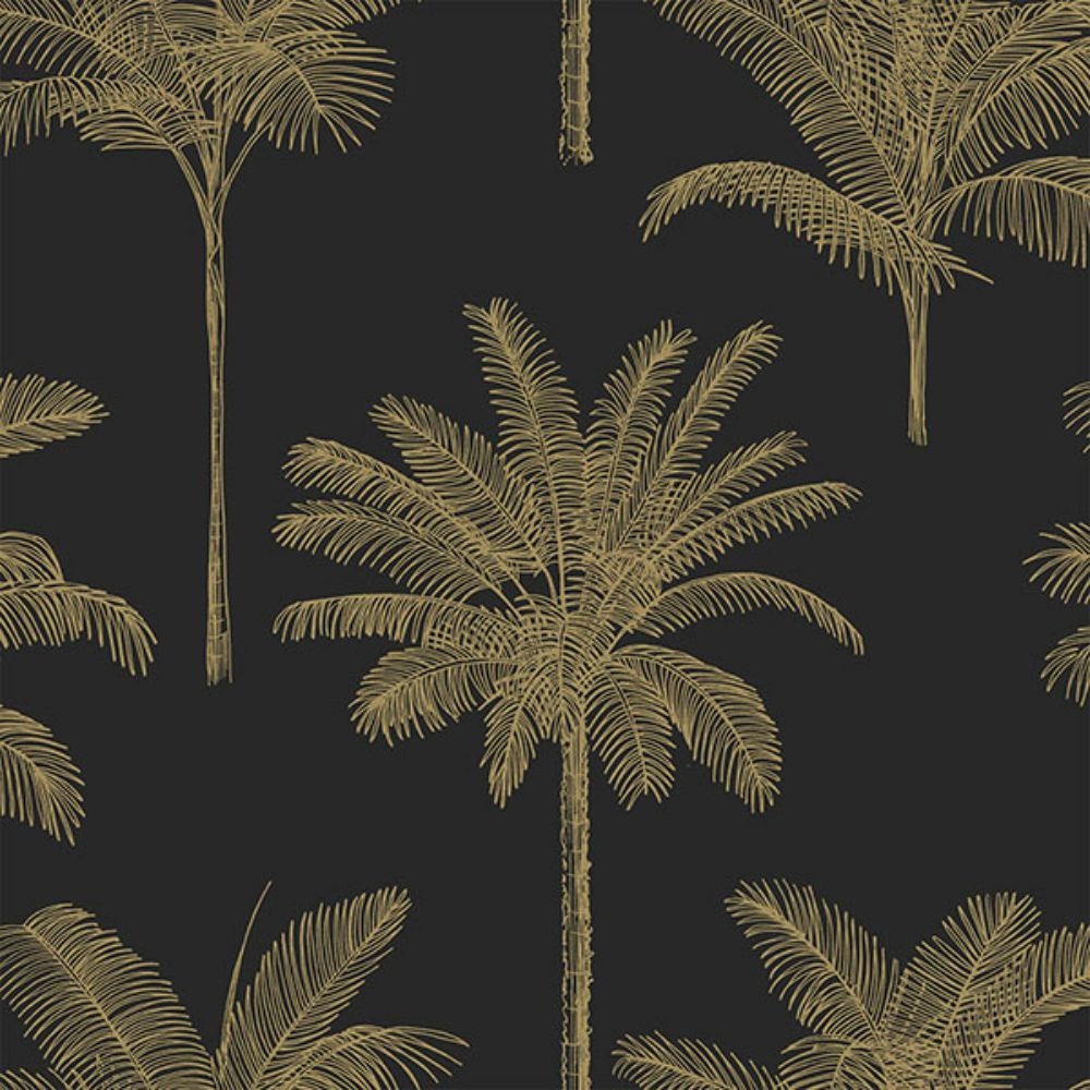 ESTA Home by Brewster DD139322 Taj Black Palm Trees Wallpaper