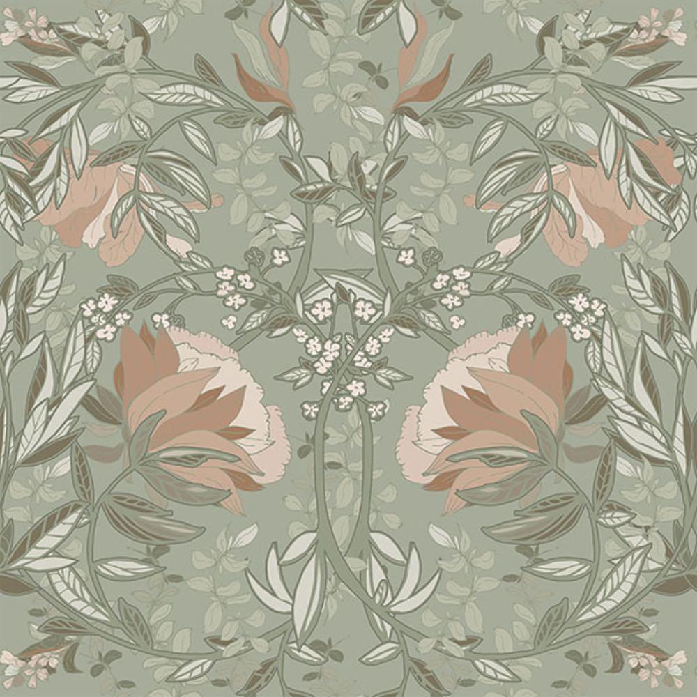ESTA Home by Brewster DD139419 Ester Sage Nouveau Blooms Wallpaper
