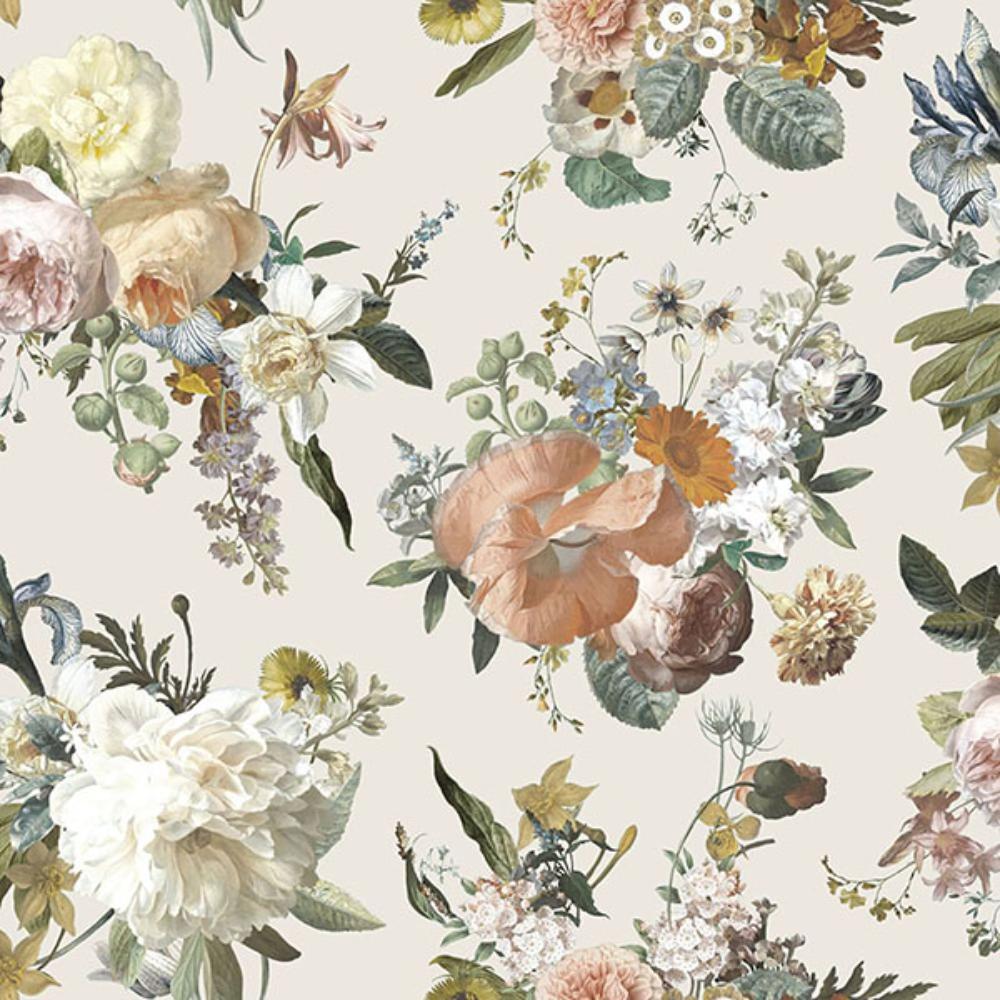 ESTA Home by Brewster DD139544 Antonia Cream Vintage Bouquet Wallpaper