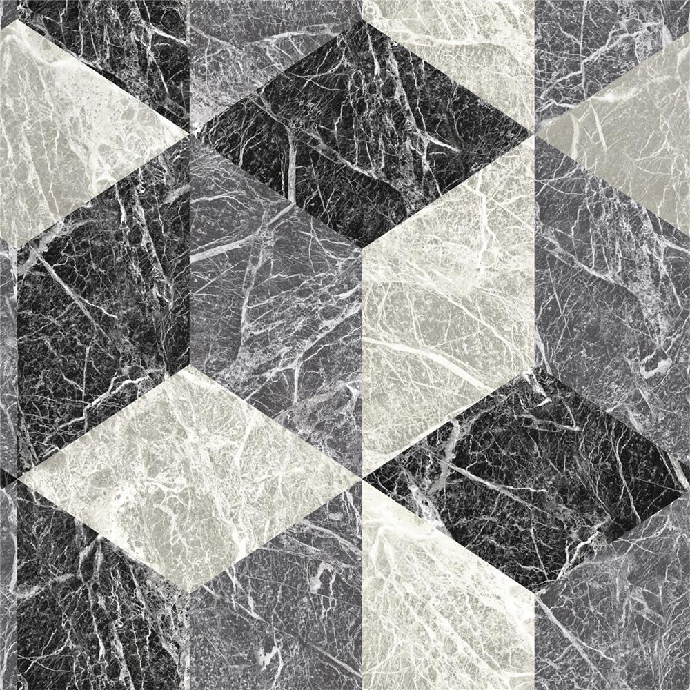 Brewster DD347318 Design Department Rizzo Black Geometric Stone Wallpaper