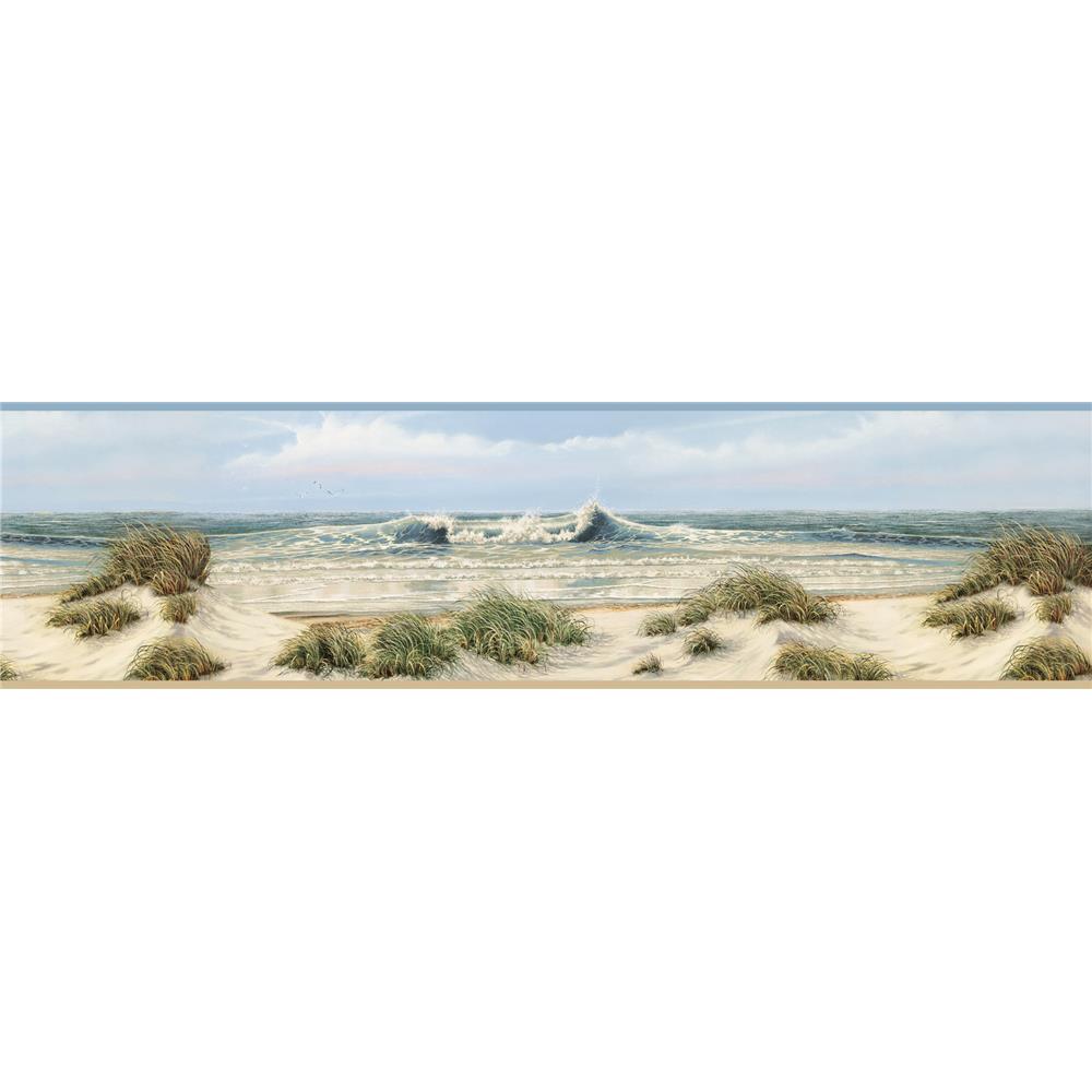Chesapeake by Brewster DLR53611B Sand Dollar Falmouth Beige Dunes Border Wallpaper in Beige