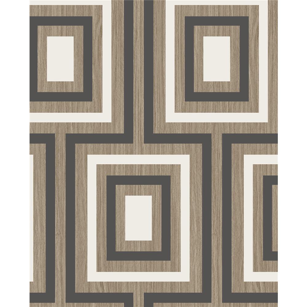 Eijffinger by Brewster Graphics EJ377023 Loke Charcoal Wood Geometric Wallpaper in Charcoal