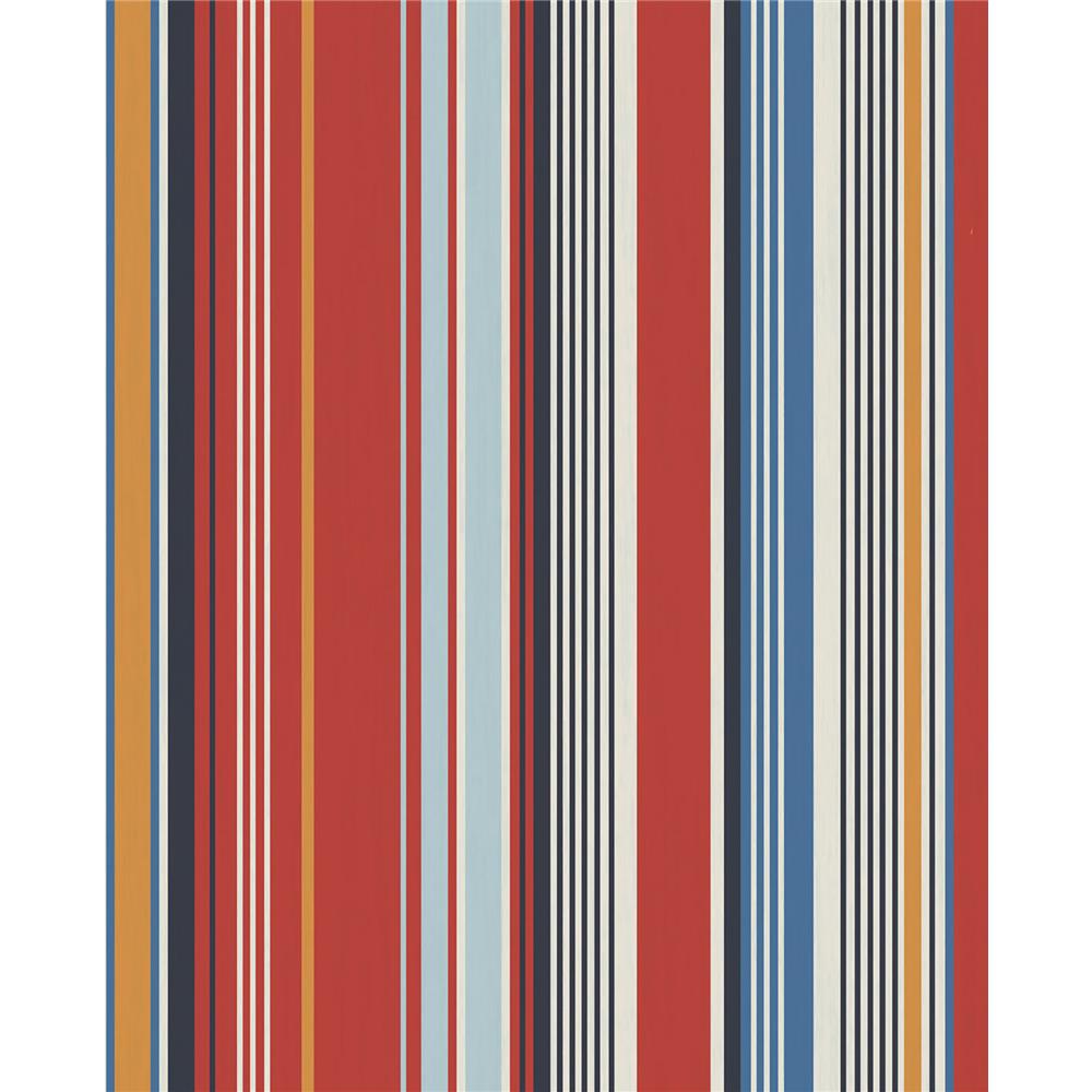 Eijffinger by Brewster Graphics EJ377113 Svea Red Stripe Wallpaper in Red
