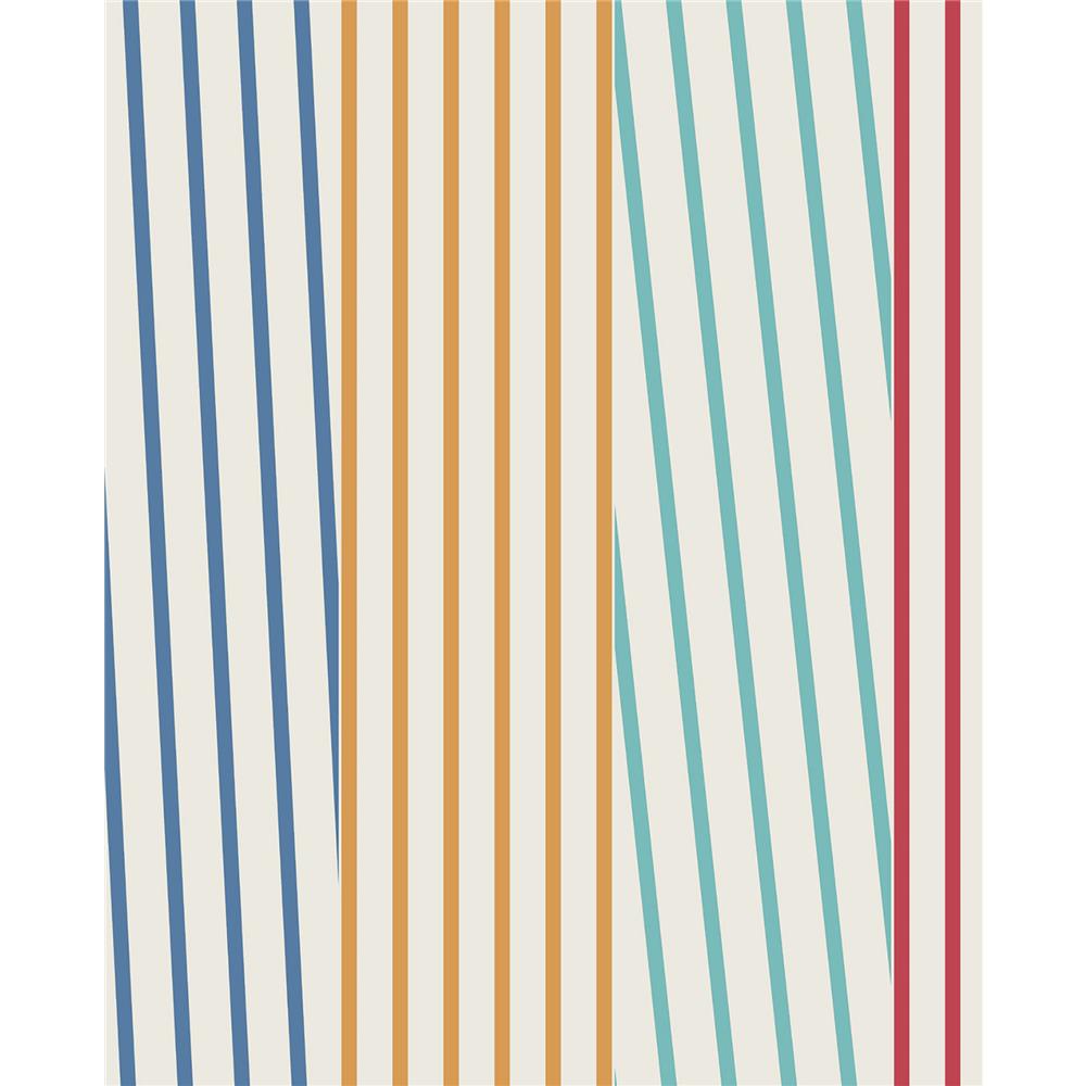 Eijffinger by Brewster Graphics EJ377122 Maryam Multicolor Modern Stripe Wallpaper in Multicolor