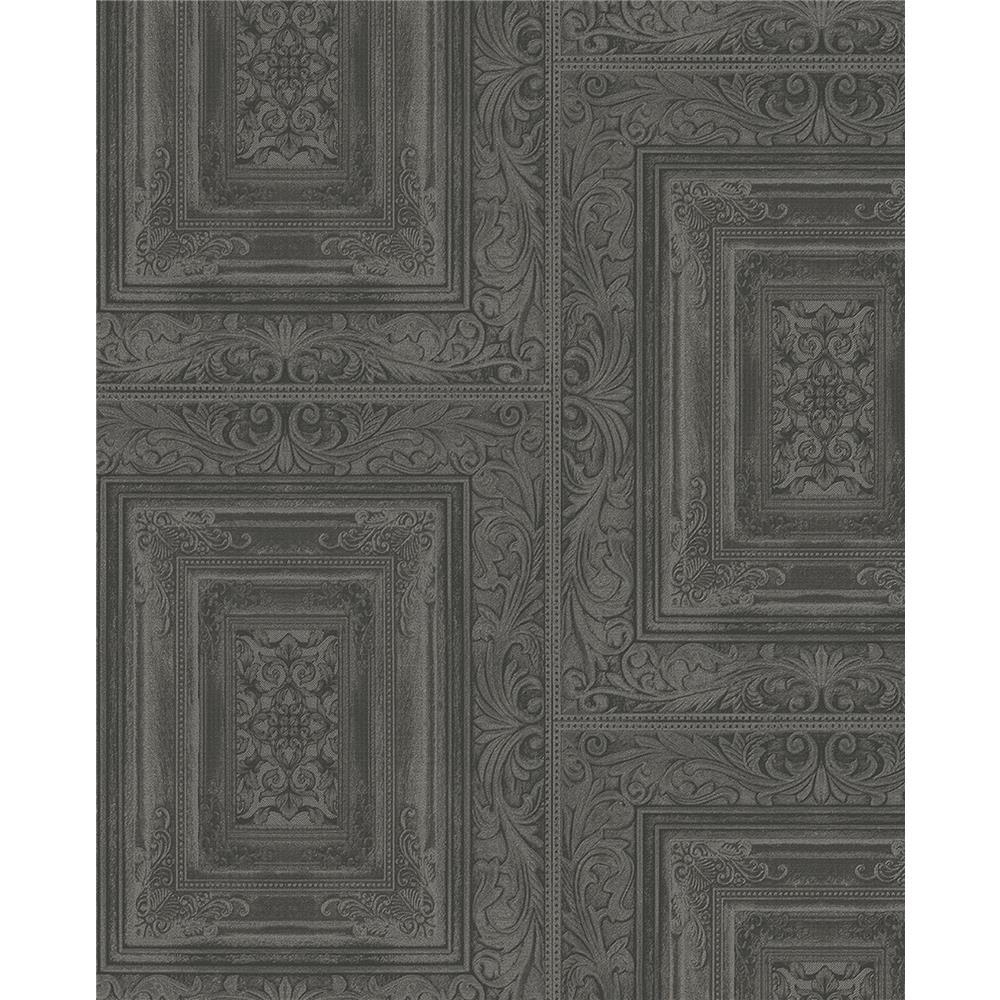 Eijffinger by Brewster Graphics EJ382522 Olsson Charcoal Wood Panel Wallpaper in Charcoal