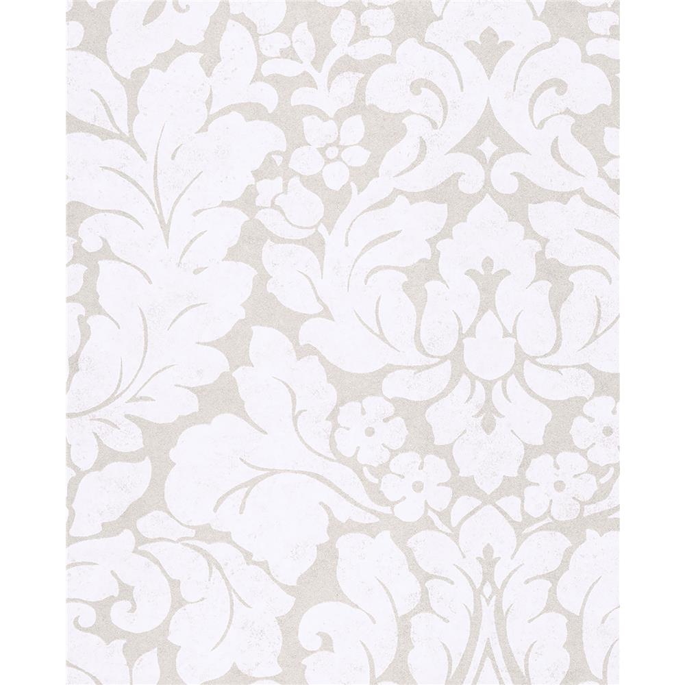Eijffinger by Brewster Botanical EJ382540 Arvid Off-White Damask Wallpaper in Off-White
