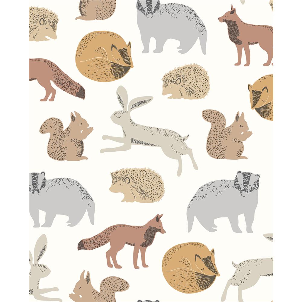 Eijffinger by Brewster Animals EJ399050 Mickel Brown Animals Wallpaper in Brown