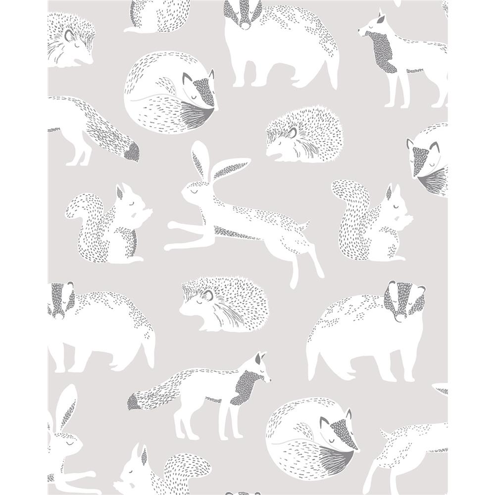 Eijffinger by Brewster Animals EJ399060 Mickel Neutral Animals Wallpaper in Neutral