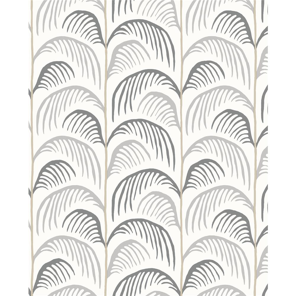 Eijffinger by Brewster Botanical EJ399072 Altruria Grey Tree Wallpaper in Grey