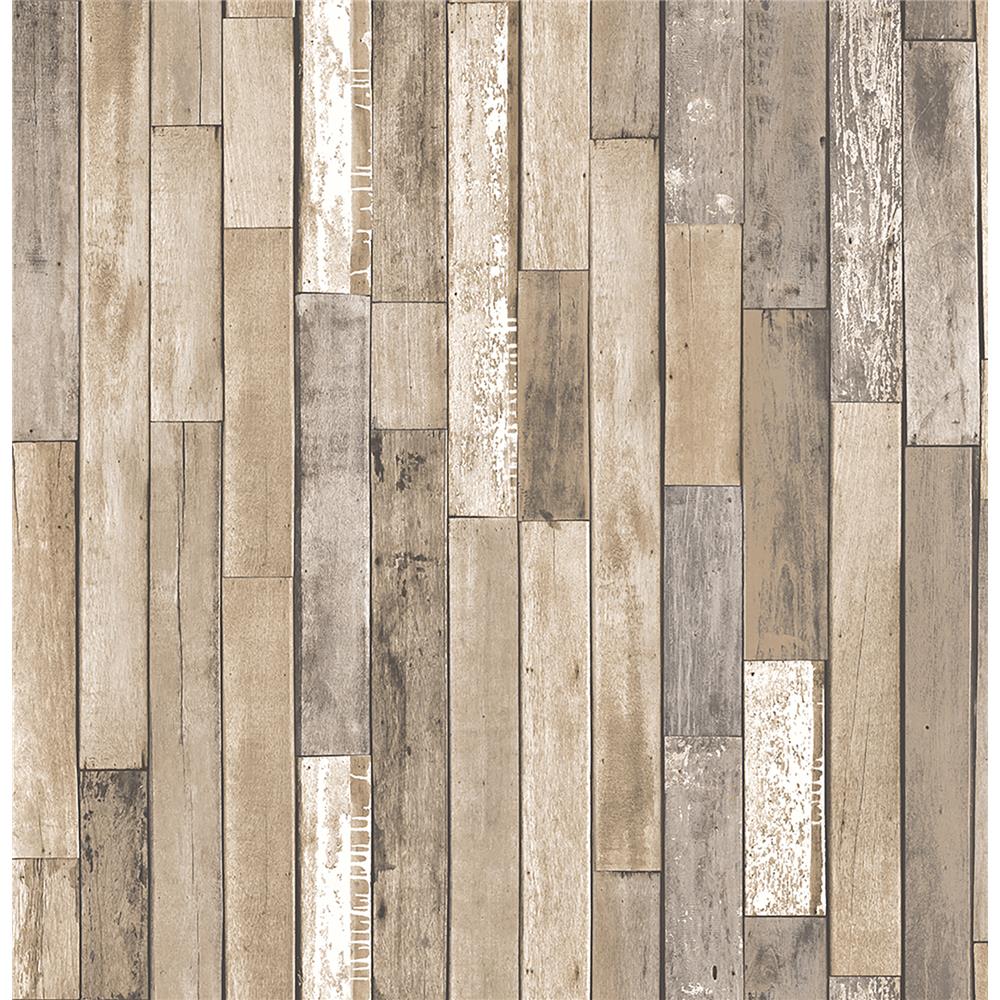Brewster FD23274 Barn Board Brown Thin Plank Wallpaper