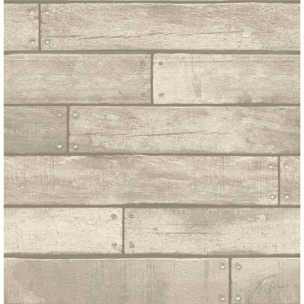 Brewster FD23276 Weathered Grey Nailhead Plank Wallpaper