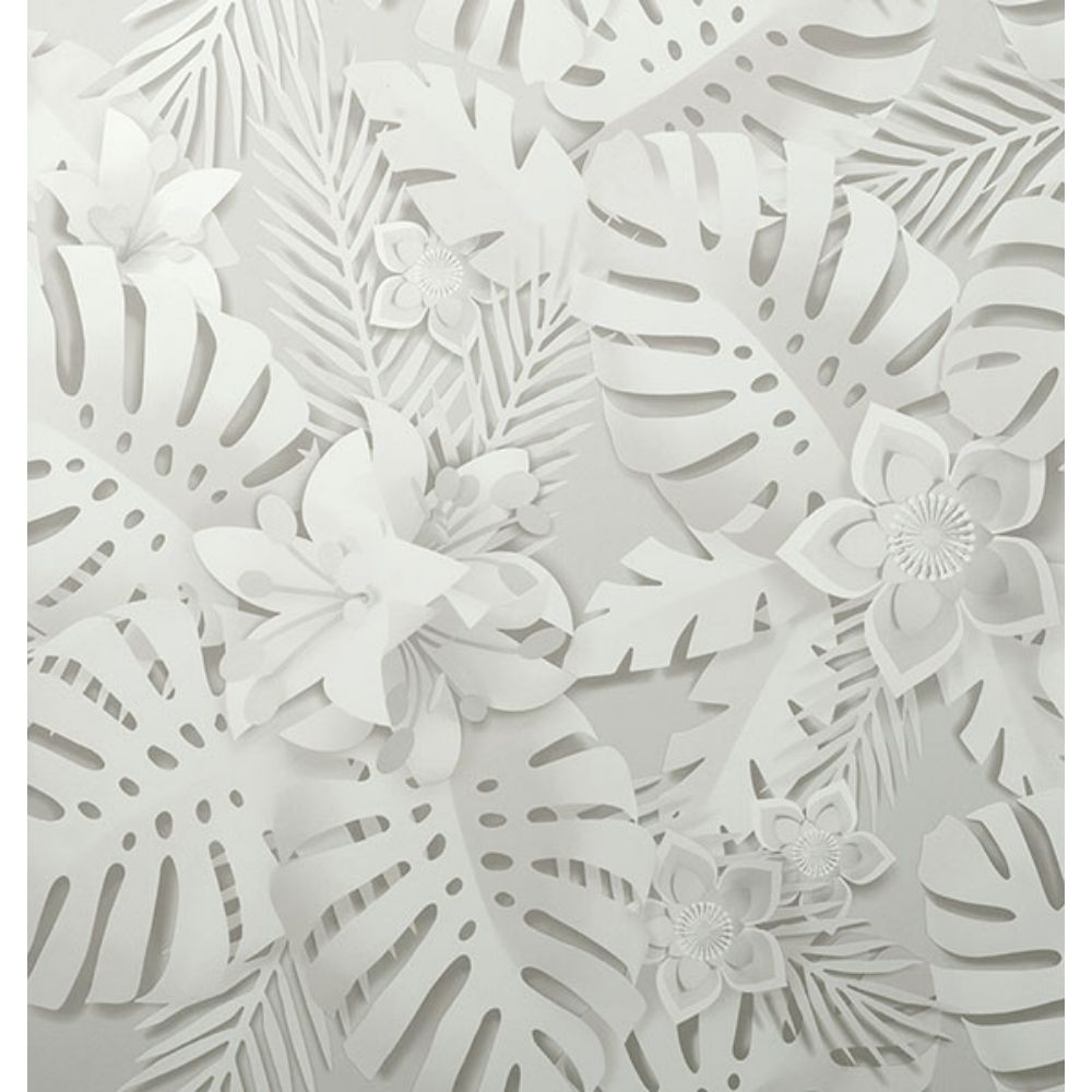 Fine Decor by Brewster FD42828 Dimensions White Tropical Wallpaper