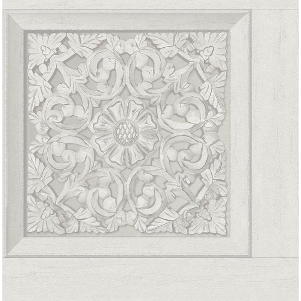Fine Decor by Brewster FD43275 Albie Dove Carved Panel Wallpaper