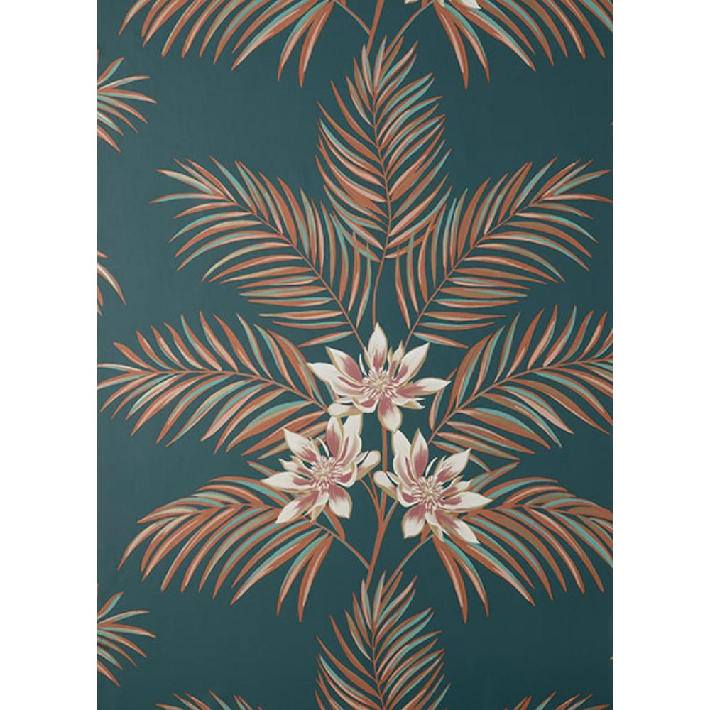 Fine Decor by Brewster FD43280 Bali Teal Palm Wallpaper