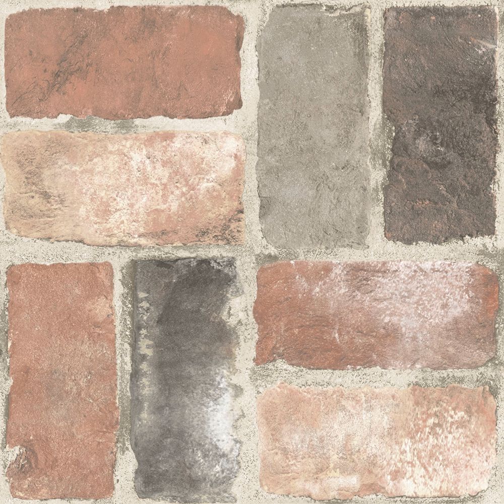 FloorPops by Brewster FP3293 Harvard Brick Red Peel & Stick Floor Tiles