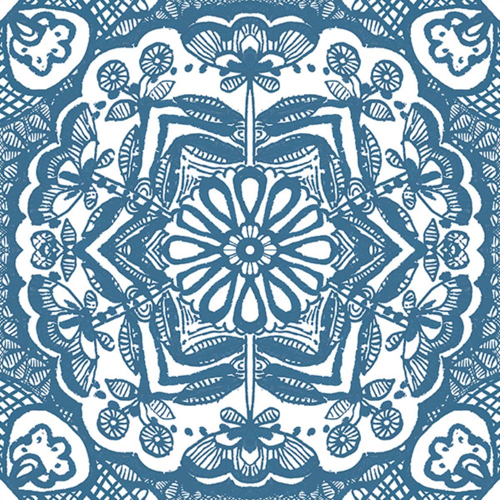 FloorPops by Brewster FP4945 Blue Erina Peel & Stick Floor Tiles
