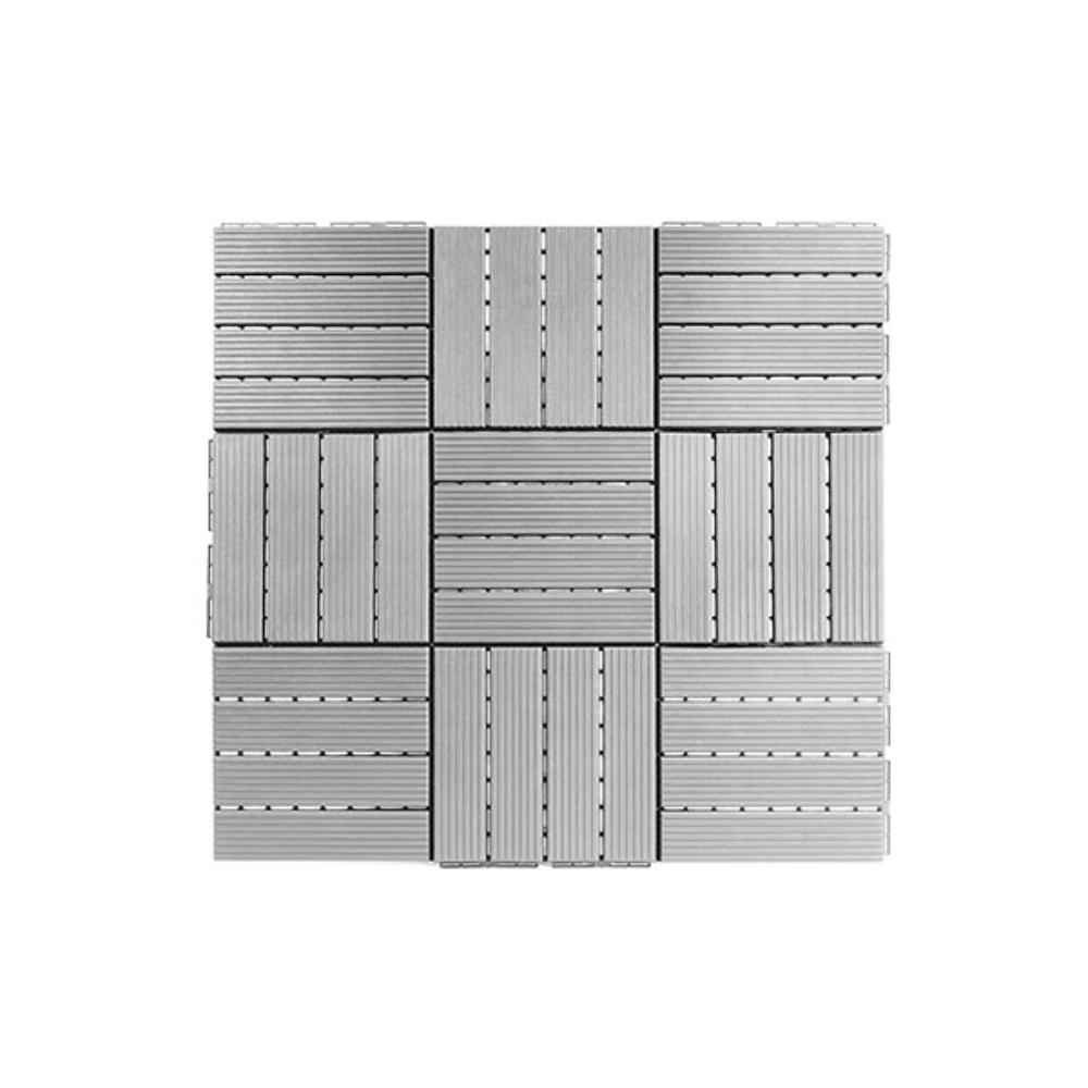 FloorPops by Brewster FPD6184 Straight Groove Light Grey Interlocking Deck Tiles