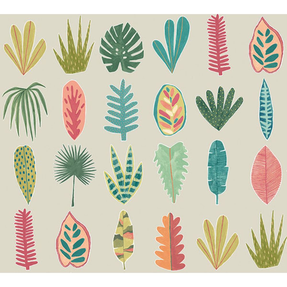 ohpopsi by Brewster GHS50108W Leaf Boogie Neutral Tropical Mix Wallpaper