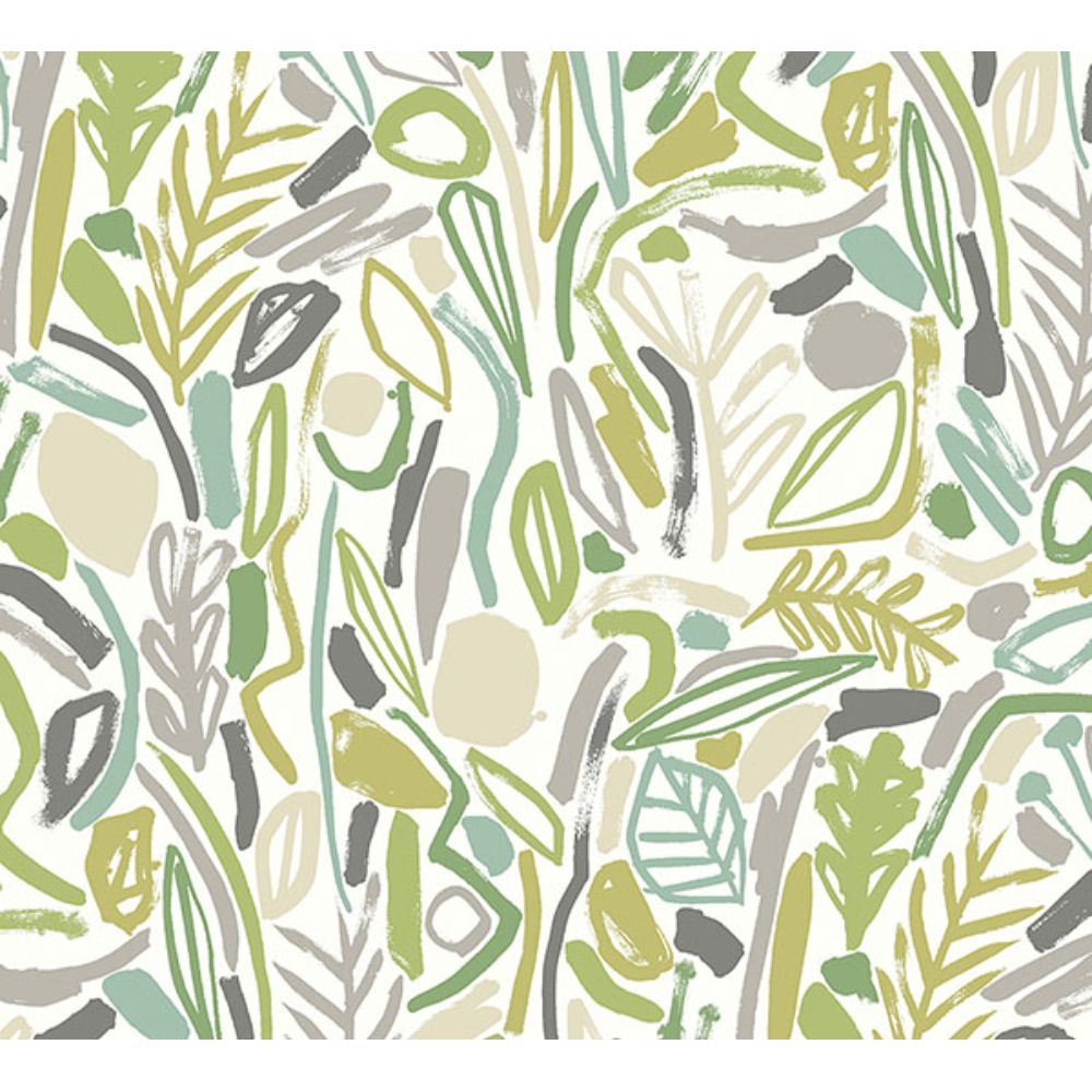 ohpopsi by Brewster GHS50146W Verdure Lime Painted Botanical Wallpaper