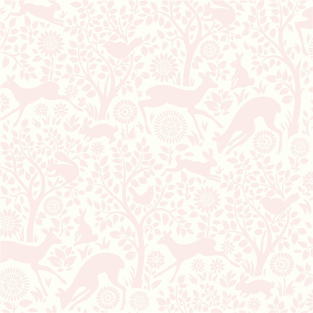 Chesapeake by Brewster HAS01231 Hide and Seek Anahi Light Pink Forest Fauna Wallpaper in Light Pink