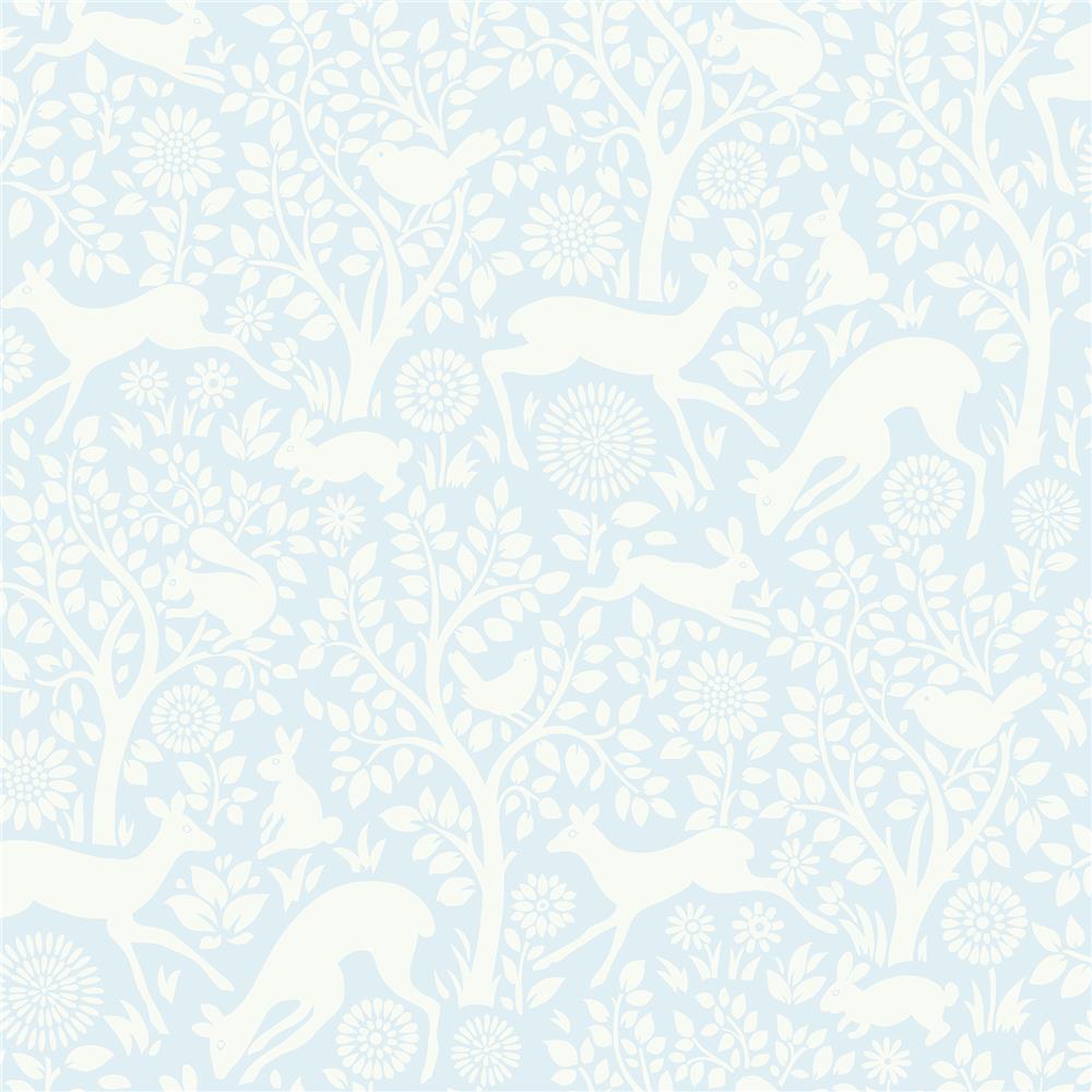 Chesapeake by Brewster HAS01233 Hide and Seek Anahi Light Blue Forest Fauna Wallpaper in Light Blue