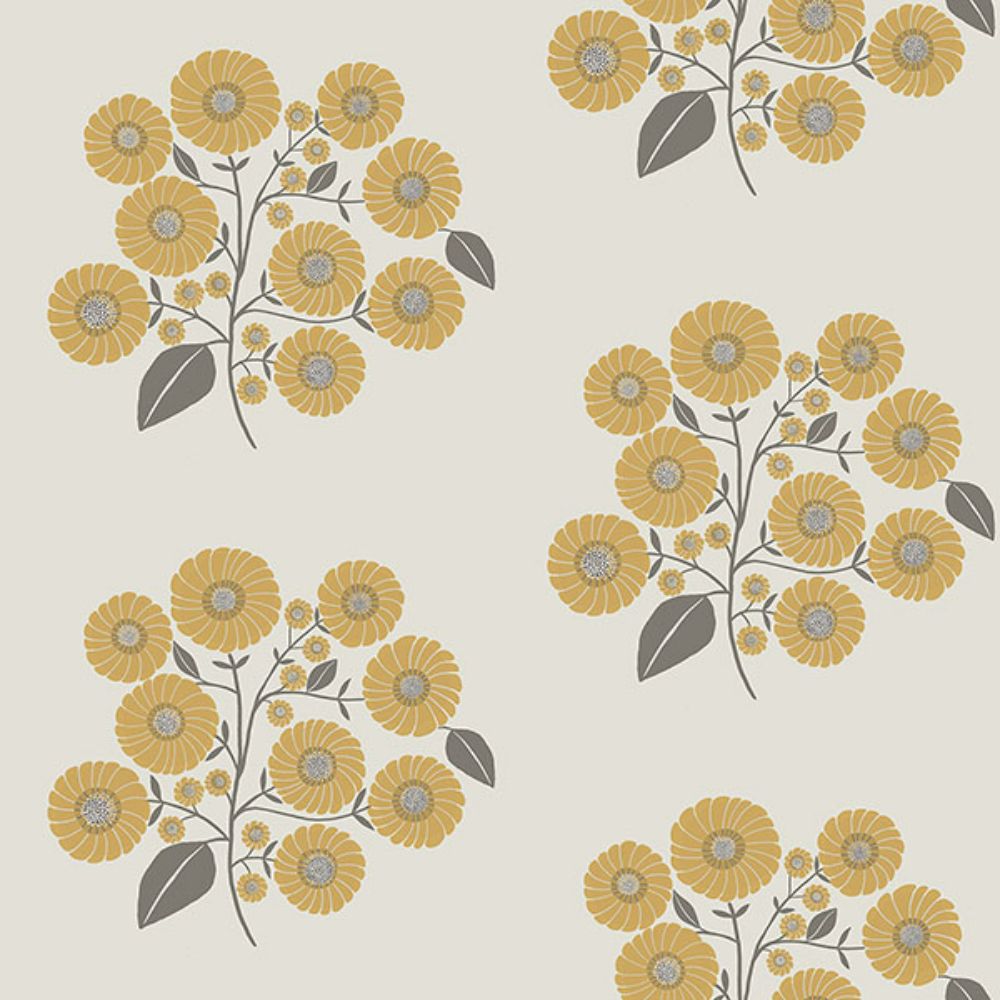 Jen Hewett by Brewster JHS5031 StrawFlower Mustard Grey Peel & Stick Wallpaper