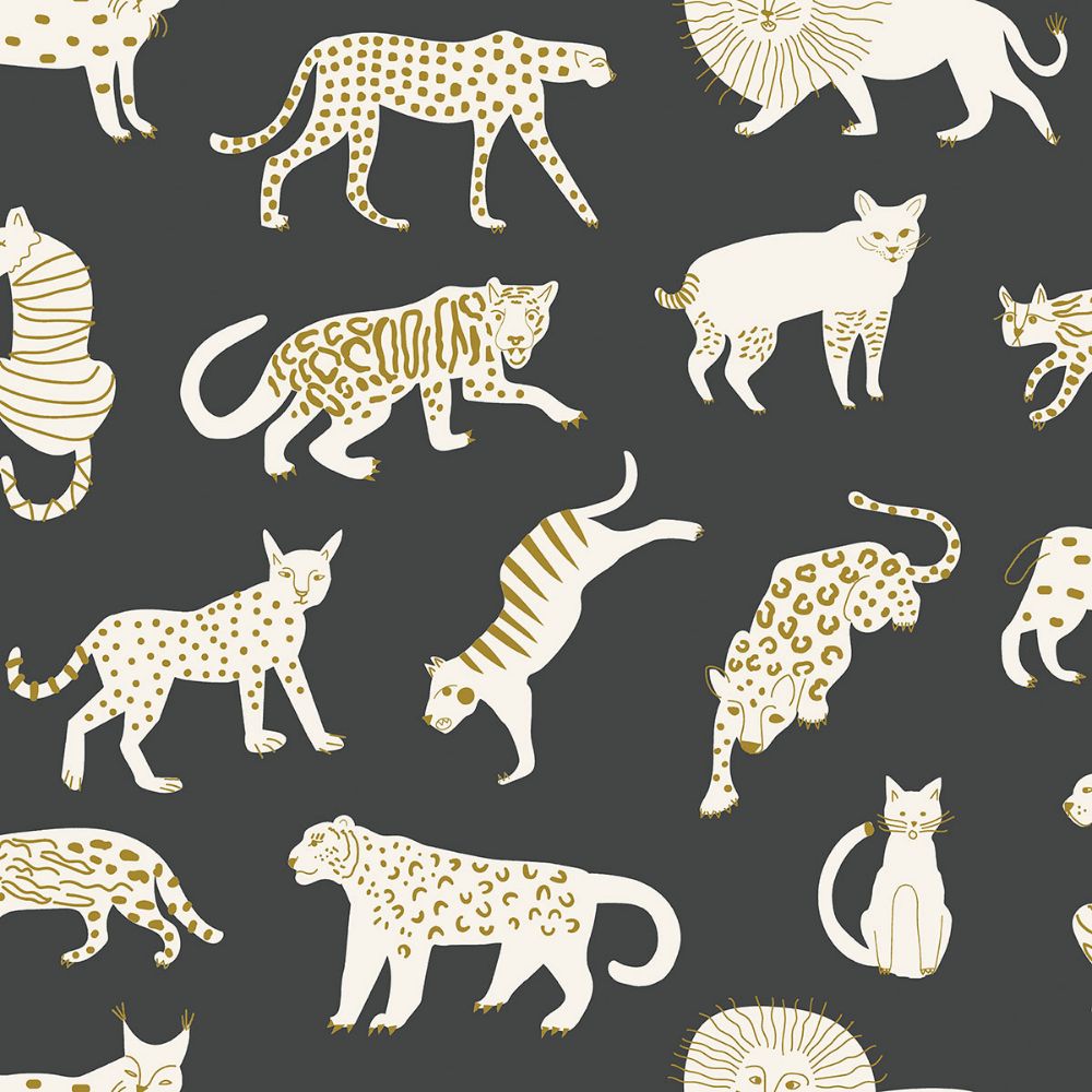 Leah Duncan by Brewster LDS4582 Black Kitty Kitty Peel & Stick Wallpaper