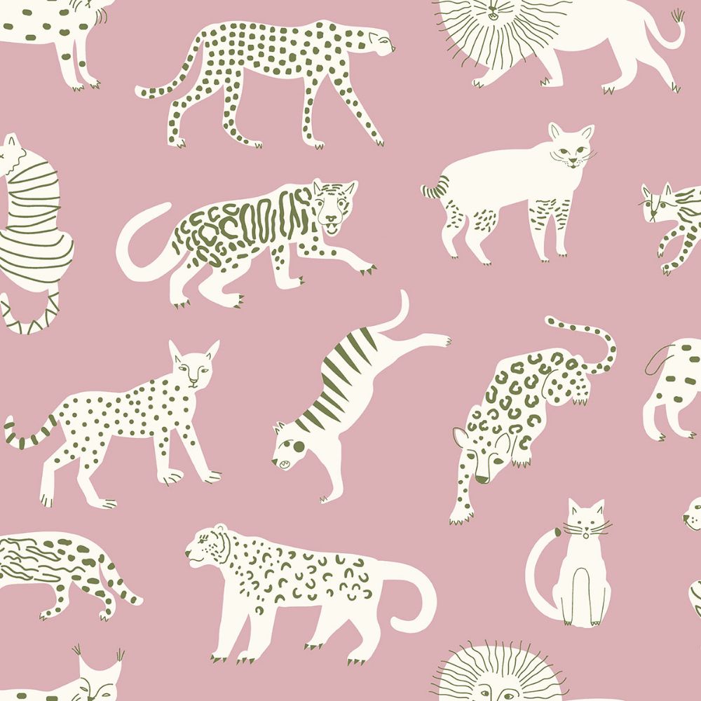 Leah Duncan by Brewster LDS4583 Pink Kitty Kitty Peel & Stick Wallpaper