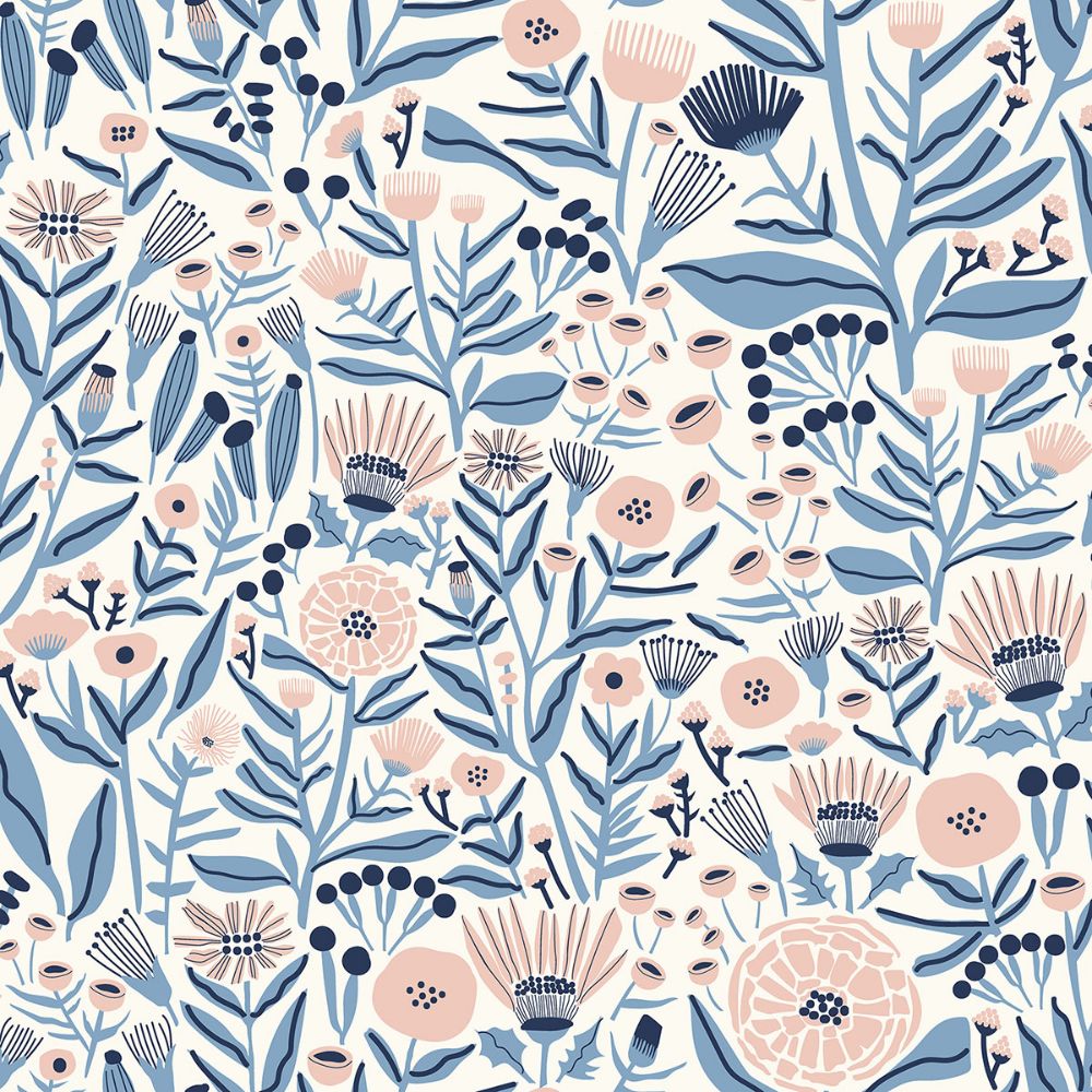 Leah Duncan by Brewster LDS4586 Blue Marigold Forest Peel & Stick Wallpaper