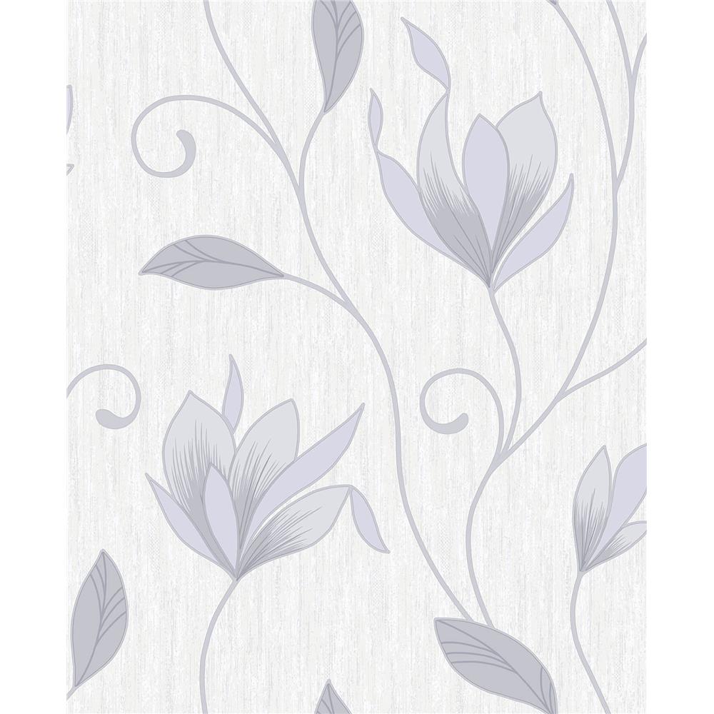 Crown by Brewster M0852 CWV Synergy Grey Floral Trails Wallpaper