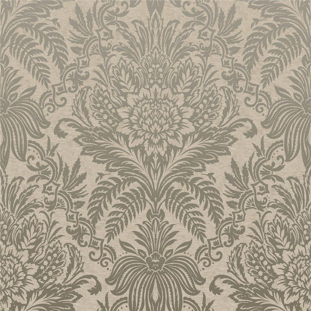Crown by Brewster M1066 CWV Signature Beige Damask Wallpaper