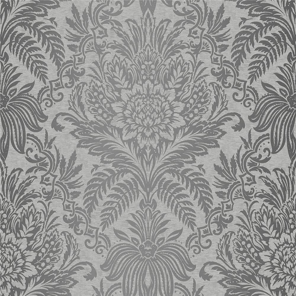 Crown by Brewster M1067 CWV Signature Grey Damask Wallpaper