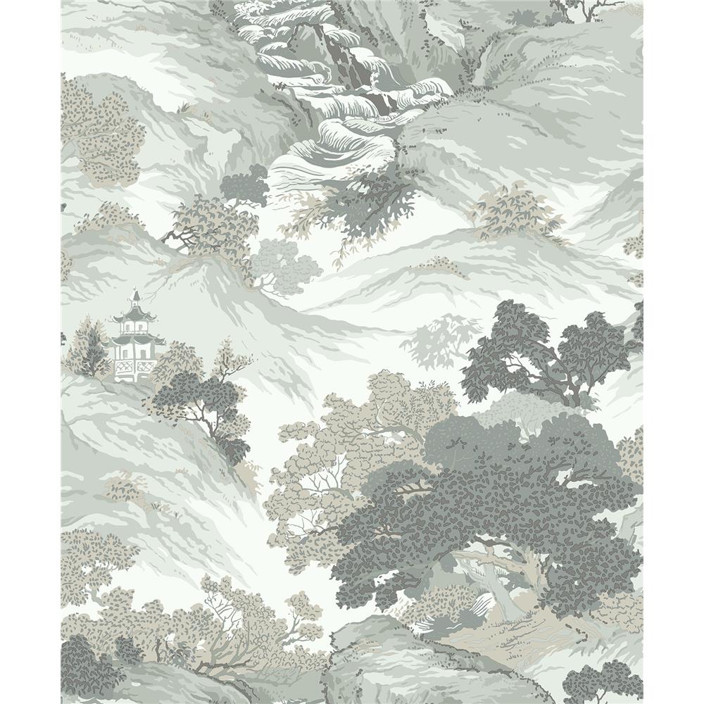 Crown by Brewster M1191 CWV Ordos Light Green Eastern Toile Wallpaper