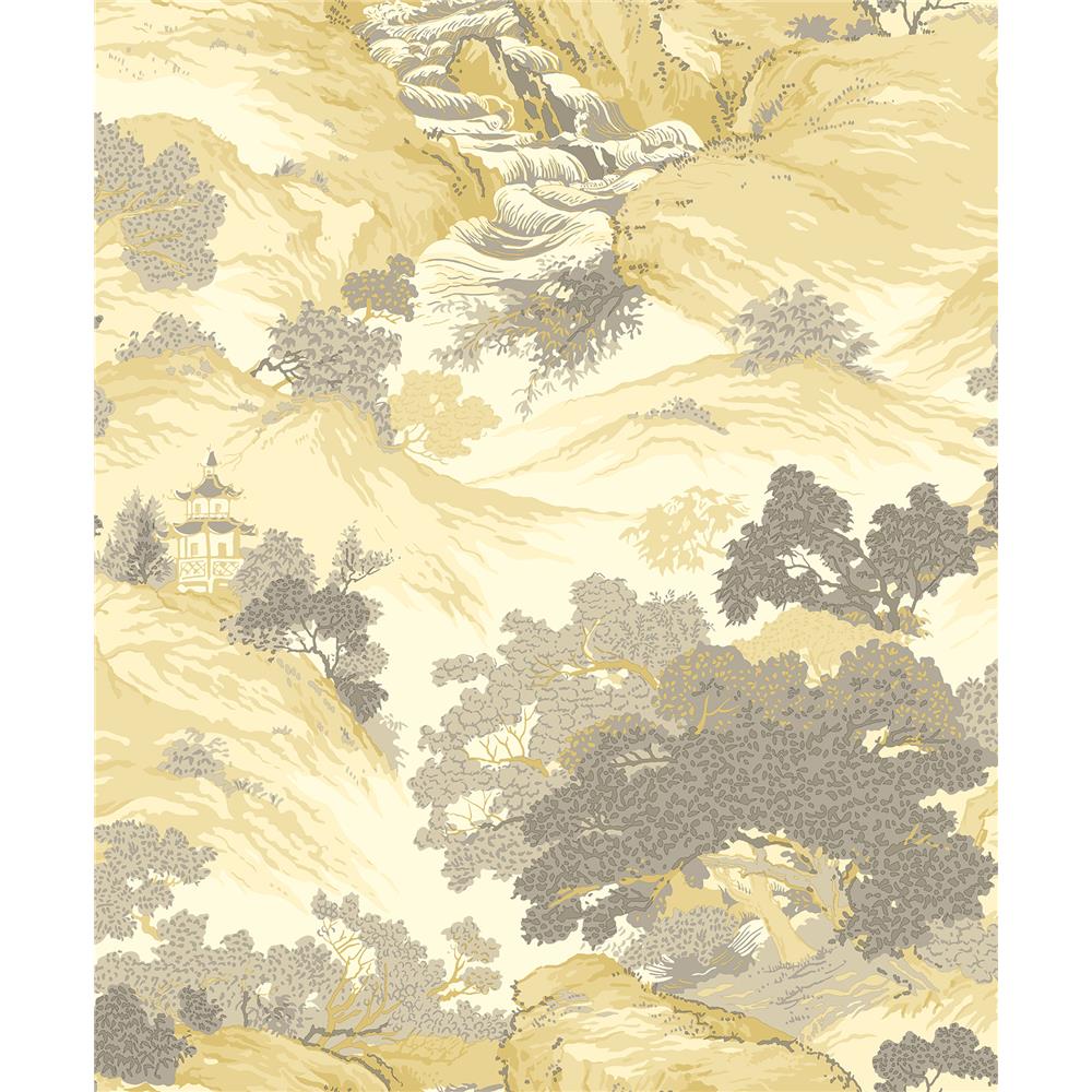 Crown by Brewster M1192 CWV Ordos Yellow Eastern Toile Wallpaper