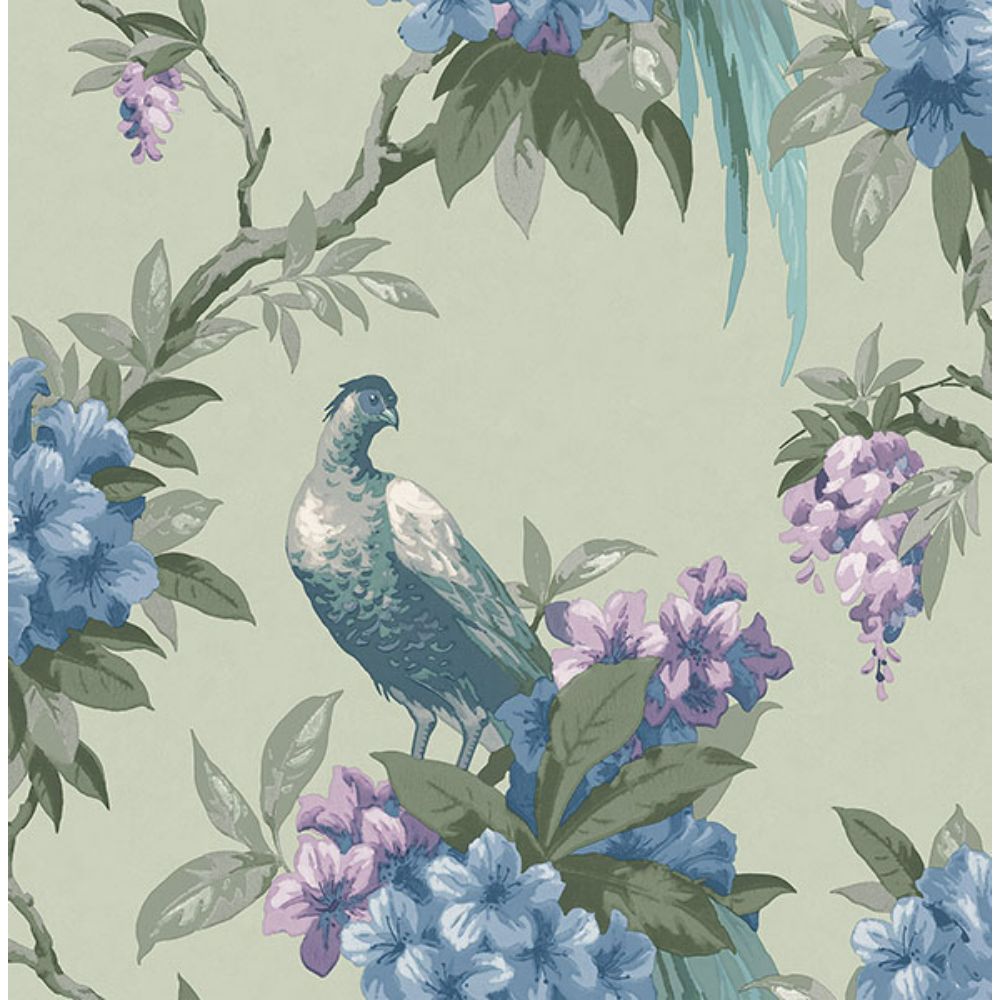 Brewster M1660 Golden Pheasant Sage Floral Wallpaper