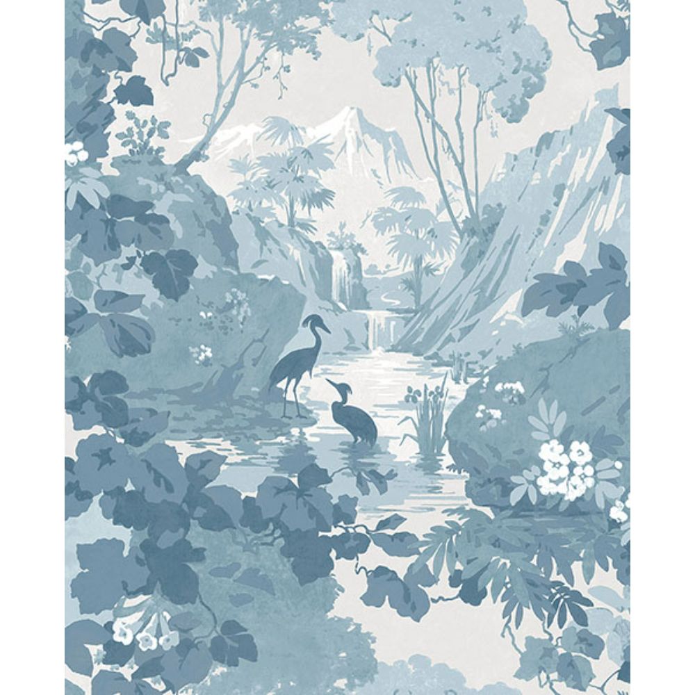 Brewster M1675 Eden Blue Crane Lagoon Wallpaper