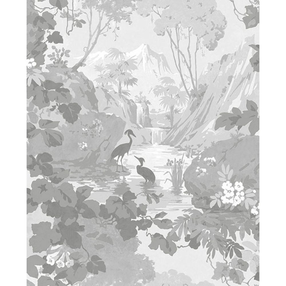 Brewster M1677 Eden Grey Crane Lagoon Wallpaper