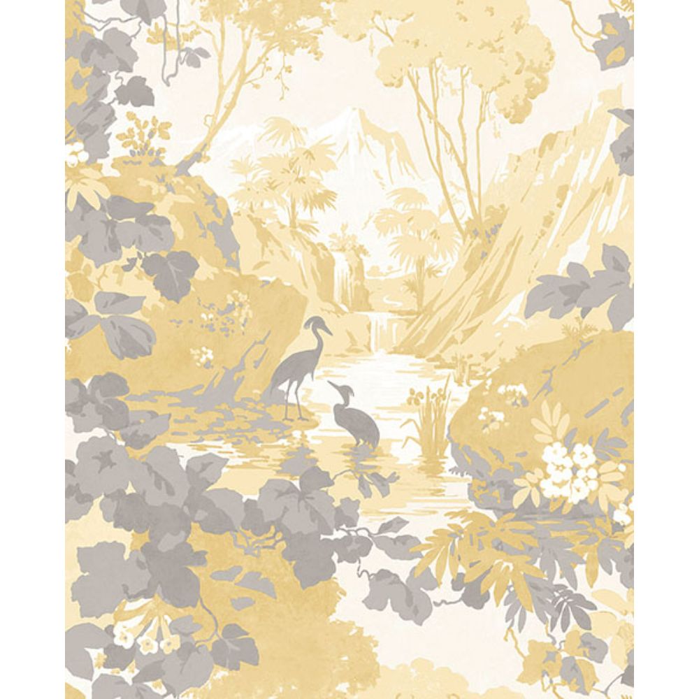 Brewster M1678 Eden Mustard Crane Lagoon Wallpaper