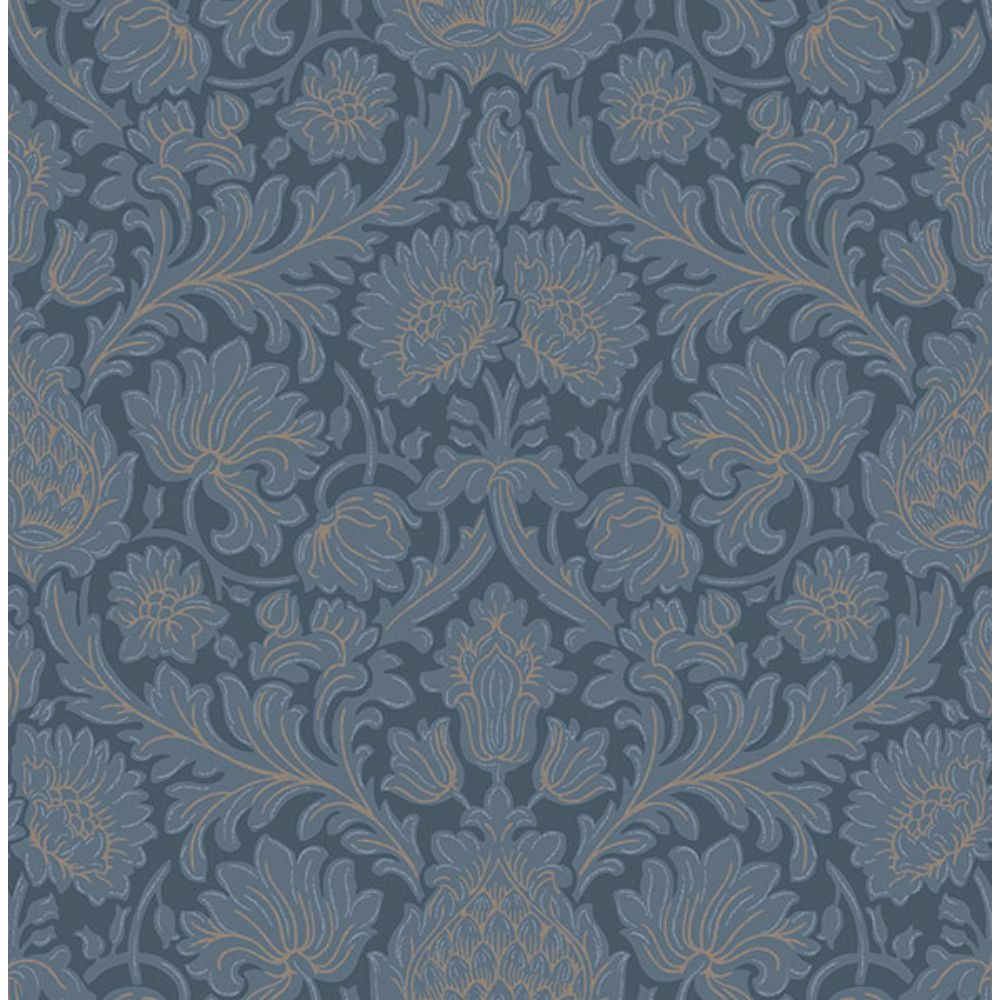 Brewster M1681 Bamburg Dark Blue Floral Wallpaper