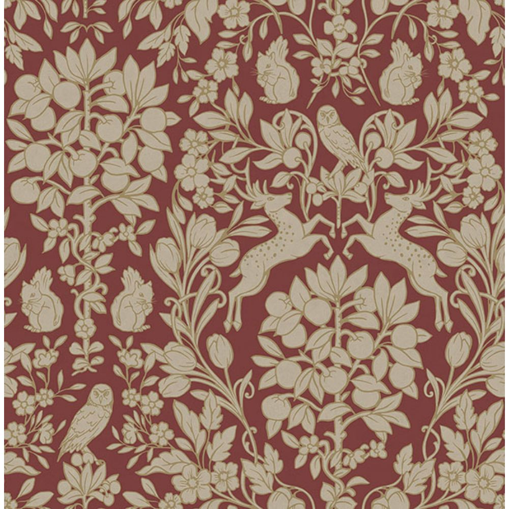 Brewster M1685 Richmond Maroon Floral Wallpaper