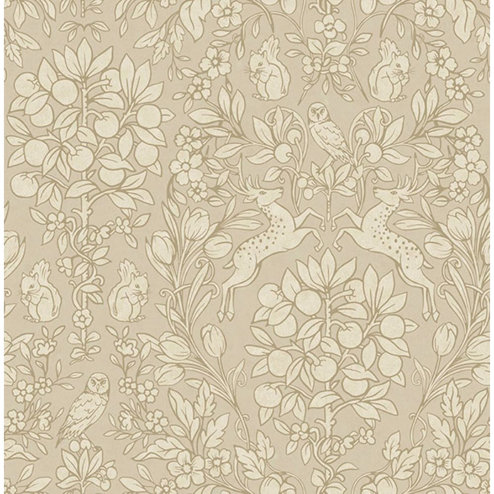 Brewster M1686 Richmond Taupe Floral Wallpaper