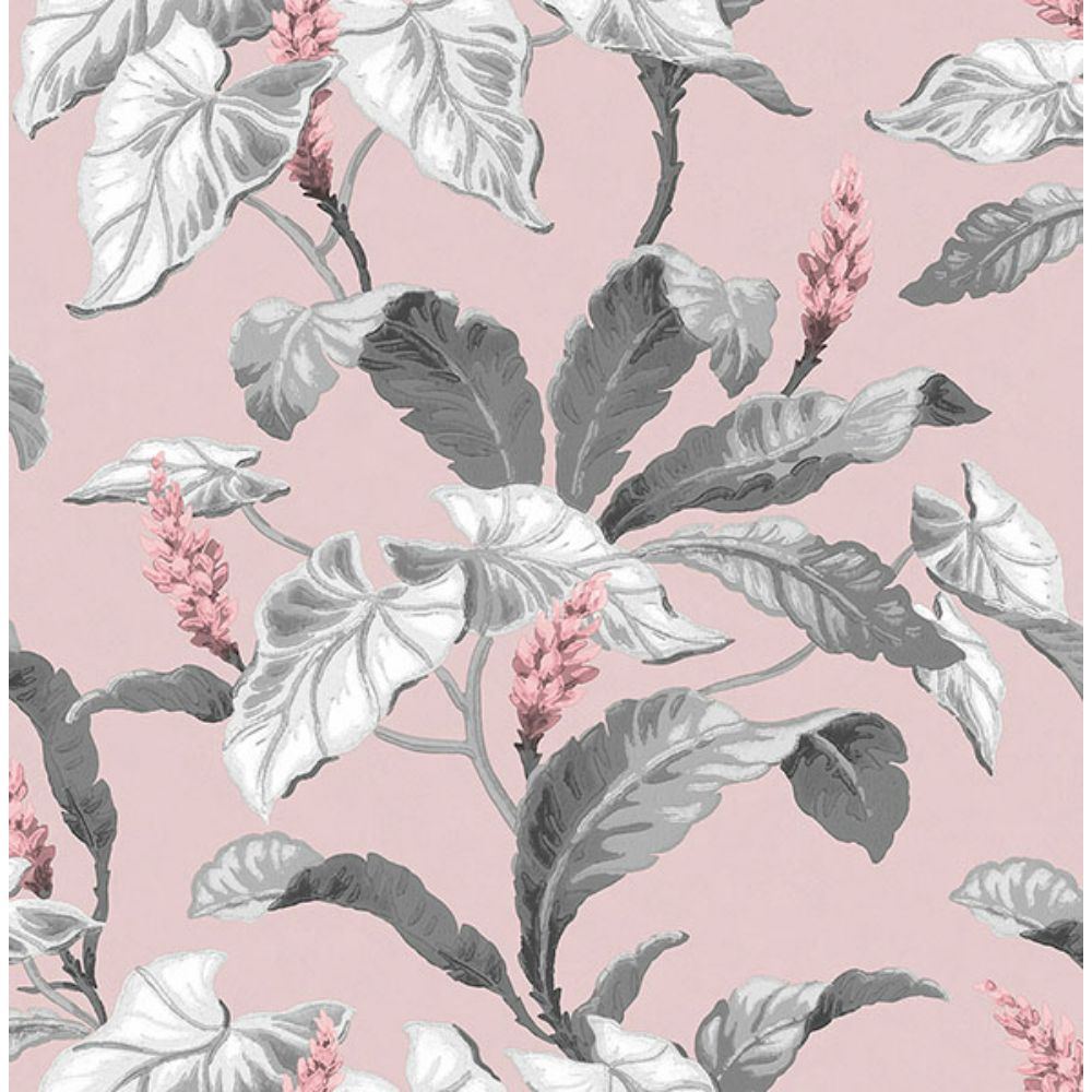 Brewster M1690 Meridian Parade Pink Tropical Leaves Wallpaper
